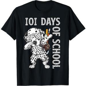 101 Days School Dabbing Dalmatian Dog Teachers Kids T-Shirt, S