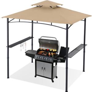 ABCCANOPY 8'x5' Grill Gazebo Shelter, Outdoor BBQ Gazebo Canopy with LED Light(Khaki)