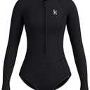 KMT Wetsuit for Women, Womens Long Sleeve Shorty Wet Suits 2mm Front Zipper Springsuit Surfing Surf-wear Diving Swimming Scuba One Piece 8