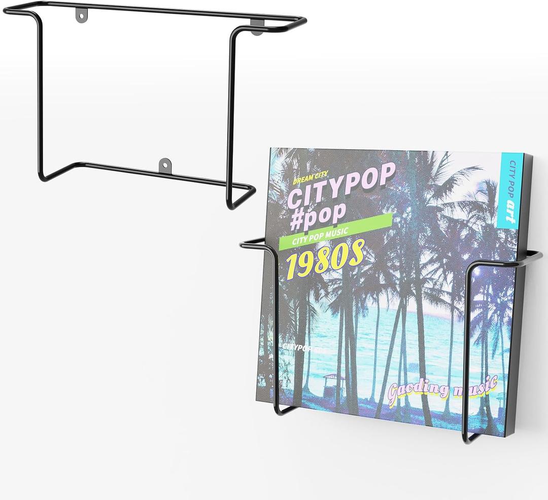 2 Packs Vinyl Wall Mount Holder,Vinyl Record Wall Mount Shelves for Vinyl Display,Metal Floating Record Wall Display Shelves for Frame Album, 2 pcs