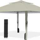 Favofamilie13x13 FT Pop Up Canopy, Instant Setup Gazebo with Wheeled Carry Bag, 4 Sandbags & 4 Ropes, UV-Resistant Top, Heavy Duty Outdoor Shelter for Backyard Camping Events, Khaki