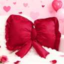 SmoothNovelty Red Bow Throw Pillow Large Decorative Soft Pillow 18 Inch x 16 Inch Coquette Room Decor Soft Bowknot Decorations for Cushion Bed Sofa Couch Home Decorations, 17.72 x 15.75 inches