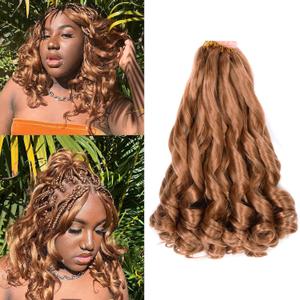 12 Inch French Curly Braiding Hair 30# Short French Curl Braiding Hair with Curly Ends Hair Extensions Braids Crochet Hair for Women (12 inch,8 packs,30#)