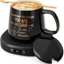 Coffee Mug Warmer & You are Awesome Mug Set, Electric Cup Warmer for Desk, Beverage Warmer with 4 Temperature Setting, 8Hours Auto Shut Off