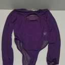 Avidlove Long Sleeve Body Suits Women's Mesh Turtleneck Bodysuit Thong Dressy Going Out Bodysuits Top Fall Outfits Deep Purple M