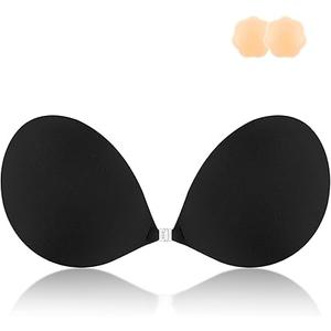 Niidor Sticky Bra Women's Strapless Backless Invisible Push up Silicone Bra with Nipple Covers B Cup