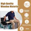 Wooden Slide Transfer Board, Transfer Board With Track Pulley Turntable, Heavy-Duty Sliding Board Holds Up To 500 Pounds for Patient Senior And Handicap Move Assist, 2 Handles, 2 Fixed Holes (31x11x1")