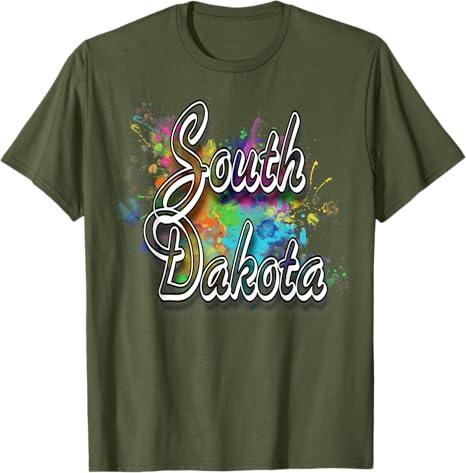 South Dakota Apparel For Men Women & Kids - South Dakota T-Shirt (Small, Olive Green)
