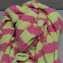 LAMISSCHE Oversized Womens Lounge Set Striped Sweater Set Long Sleeve 2 Piece Pajama Set Top and Pants with Pockets (X-Large, Green & Hot Pink)