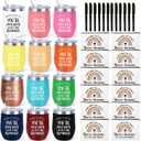  Set of 12 Employee Appreciation Gifts Bulk, Christmas Gifts for Coworkers Teachers Nurses, 12OZ Inspirational Stainless Steel Tumbler Makeup Bags Pen Thank You Gift For Women Men Team Staffs