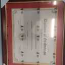 FramePro 11x14 Diploma Frame with Red over Gold Mat, 14x17 Certificate Frame, Real Wood with Gold Trim, Mahogany with Arcylic