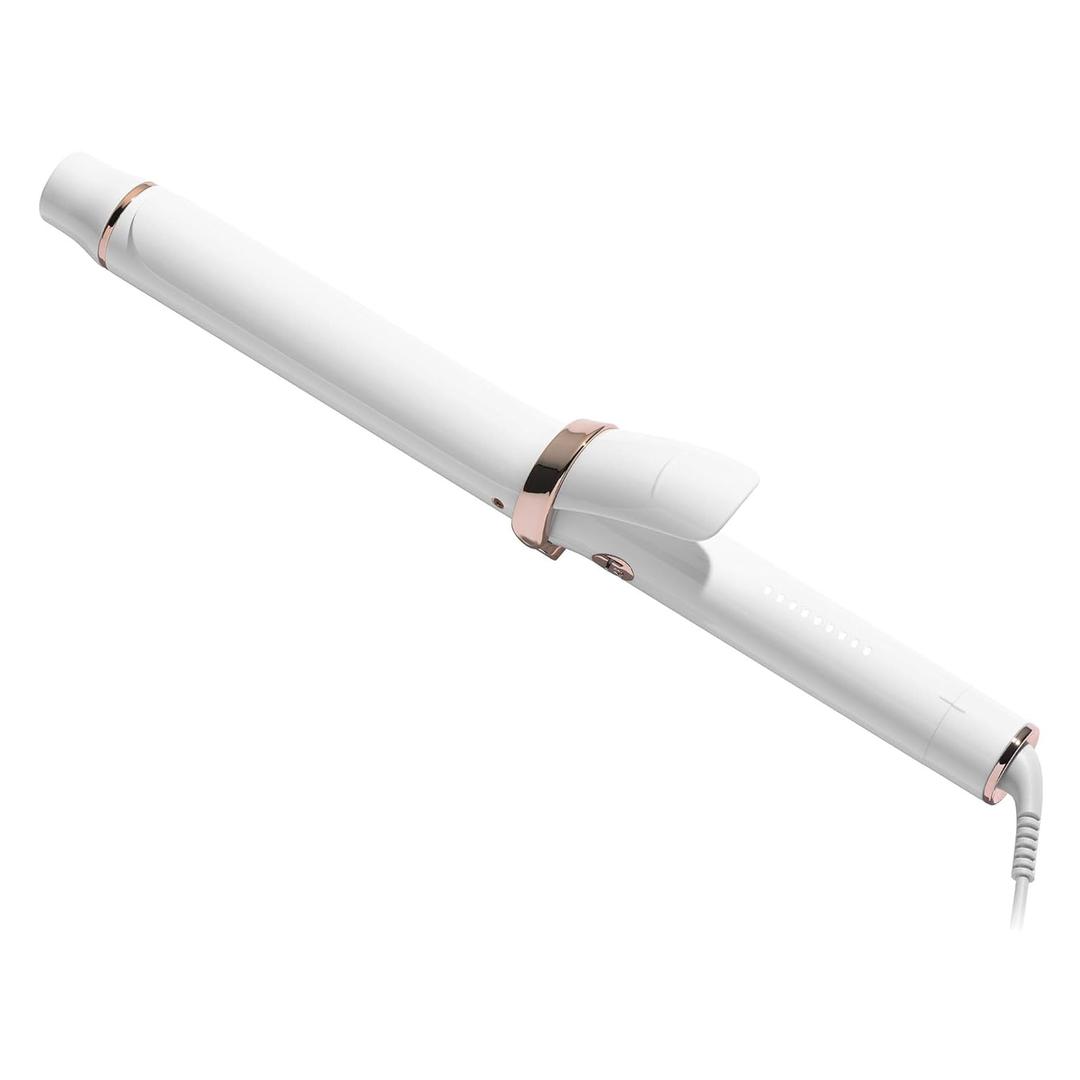 T3 SinglePass Curl X Extra-Long Barrel 1", 1.25", 1.5" Curling Iron with 9 Heat Settings and Ceramic Barrel for Fast Styling and Lasting Results on All Hair Types (1.25" Clip Iron, White/Rose Gold)