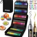 Dual Tip Acrylic Paint Markers, Paint Pens with Fine Tip and Brush Tip Pens, Coloring Markers No Bleed, for Paper, Pottery, Stones, Backpacks, Glass, Eggs, Fabrics, Plastics, Handicrafts