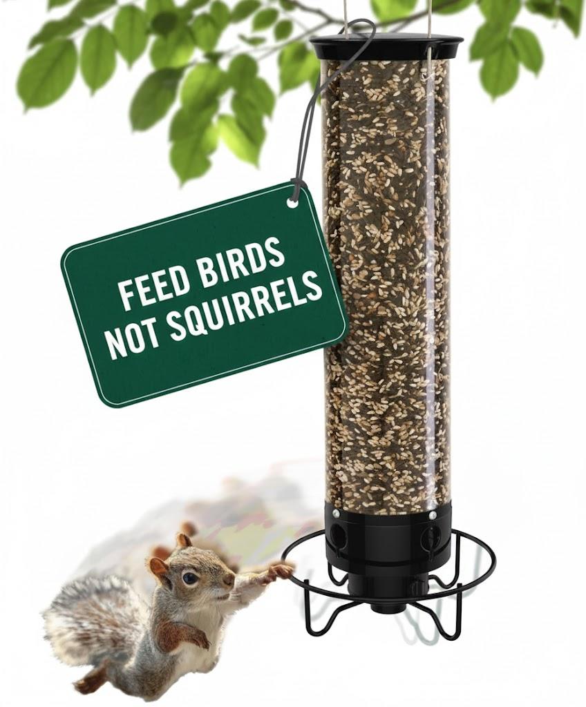 Droll Yankees Squirrel Proof Bird Feeders for Outdoors - YF-M - Flipper, Collapsible Perches, 5-Pound Seed Capacity, Green