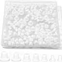 140Pcs White Rubber Plug Box, Round Hole Silicone Tool Various Sizes Rubber Plugs Round Holes, T-Type Flexible Stopper Sealing Covers for Car Wiring Furniture