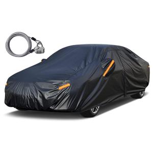 Kayme Sedan Car Cover Waterproof All Weather with Lock and Zipper, Sun Uv Rain Protection Outdoor, Universal Fit Versa/350Z, Audi A3 (Up to 175 Inch) H1/Black
