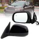 Left Driver Side Mirror Compatible With 2008 2009 2010 2011 2012 2013 Toyoto Highlander With Power Glass Manual Folding Heated Black Replace#8794048303(5Pins)