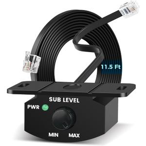 Universal Bass Knob Controller for Car Amplifier with 4 PIN Cable, Audio Bass Remote Knob for Subwoofer with Power Light. (5m/16.4ft)