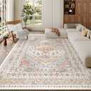 zesthome 6x9 Area Rug, Super Soft Washable Rugs for Living Room, Non-Slip Stain Resistant Vintage Rugs, Ultra-Thin Large Area Rugs (Orange,6'x9')