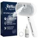 Fresh Fur Shower Brush, 3 In 1 Self Cleaning Pet Spray Hair Removal Comb, Pet Steamy Shower Brush + Bathing Solution, Removes Loose Hair & Reduces Shedding, for Long & Short Haired Pets (White)