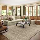 Machine Washable Rugs for Living Room: 8x10 Area Rugs for Bedroom Vintage Stain Resistant Non Slip Low Pile Lightweight Boho Carpet for Kitchen Dining Room Farmhouse Kids Room Nursery