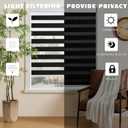 Cordless Zebra Blinds for Windows Free-Stop Zebra Shades Dual Layer Light Filtering Blackout Shades Room Darkening Window Blinds for Home (22" W X 72" H, Black)