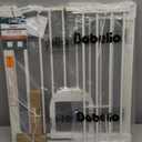 Babelio Baby Gate with Adjustable Cat Door,29-43" Auto Close Durable Pet door for Stairs,Doorways and House,Pressure Mounted,Easy Install,Effortless Walk Thru,White