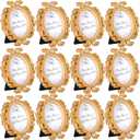 Vicenpal 12 Pieces Mini Gold Picture Frames 3.2 x 4 Inch Vintage Small Antique Resin Baroque Picture Frames Bulk Oval Hanging Display for DIY Jewelry Gifts Christmas Wedding Decor (Gold)