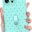KANGHAR Compatible with iPhone 16 Pro Max Case, Support for MagSafe, Silicone Spot Cute Pattern, Wristband Kickstand Camera Protection Shockproof Soft Slim Cover for Girls Women, Blue