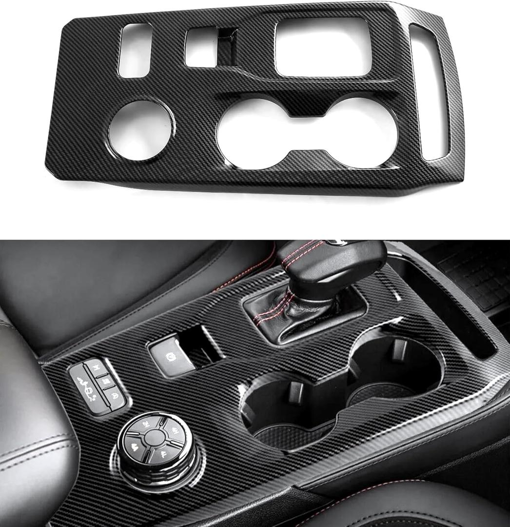 Central Control Gear Shift Panel Trim Cover Compatible with 2024 2025 2026 Ford Ranger Raptor, ABS Carbon Fiber Look Console Gear Shifter Bezel Shift Box Sticker Decorative Cover
