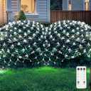 JMEXSUSS Outdoor Net Lights Waterproof, 12ft x 5ft with 8 Modes Remoter, 360 LED Plug in Net Lights for for Bush Patio Christmas Tree Decor (Clear Wire, White)
