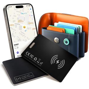 Ultra-Thin Wallet Tracker Card 0.07in 1 Pack Apple MFi Certified - Credit Card Size Tracker Tag Works with Apple Find My IP68 Waterproof Rechargeable Item Locator for Keys, Bags, Passport (iOS Only)