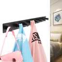 Coat Rack Wall Mounted, White Coat Hooks Screw in, Stainless Steel Door Hooks for Hanging Hat Towels Clothes, Hook Rail with 8 Round Hangers (Black, 8 Hooks)