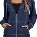 LYANER Women's Zip Up Hoodie Long Sleeve Sweatshirt Fall Outfits Fashion Jackets with Pockets (Navy Blue, Small)
