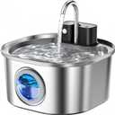 Voluas Stainless Steel Cat Water Fountain-Wireless Pet Water Fountain Battery Operated,108oz/3.2L, Automatic Water Dispenser for Dogs with Quiet Pump,Easy Clean BPA-Free for Cats, Dogs, Multiple Pets