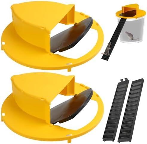 Mouse Trap Bucket Adapted to 5 Gallon Bucket Lid Rat Trap Automatic Reset 2PC for Indoor Outdoor Use Reusable