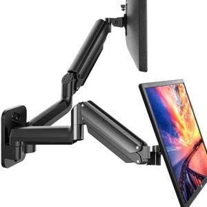 HUANUO Dual Monitor Wall Mount - 17-32 Inch Computer Screen Mount (4.4-17.6lbs Per Arm) - VESA 75x75/100x100 Height Adjustable Stand for Dual Monitors - Home Office Desk Setup