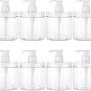 Dimeho 8 Pack Pump Bottle Dispenser 500ml Lotion Dispenser Wide Mouth Bathroom Shower Containers Plastic Refillable Empty Pump Bottles for Shampoo Conditioner Hand Lotion and Dish