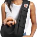 Tomkas Small Dog Sling Carrier - Classic Pocket & Classic Strap - for 3-10 lbs Pets(Black)