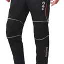 4ucycling Men's Mountain Bike Pants, Thermal Fleece Winter Cycling Windproof Running Pants for Cold Weather Riding Hiking (X-Large, Black&Red)