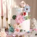 Artificial Flowers Roses Fake Flowers with Stems Blue Pink Artificial Flowers for DIY Bridal Bouquets Faux Flowers Centerpieces for Table Home Decor