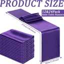 Bencailor 12 Pcs Purple Satin Table Runner Bulk 12 x 108 Inches Long Table Runners Bright Smooth Fabric Tablecloth for Wedding Banquet Birthday Spring Graduation Party Decorations