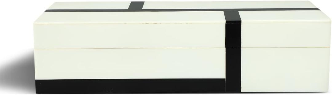 Handicrafts Home Large Decorative Storage Box with Lid  10x6x2.5 Coffee Table Organizer, Keepsake- Decorative Boxes for Home Decor, Stylish Decorative Box for Office Decor- Mondrian- Black White