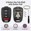 No Cutting Required - Key Fob Shell Case Replacement Fits for Honda Accord Civic CRV HRV 2013-2021 Keyless Entry Remote Key Fob 4 Button Pad Cover MLBHLIK6-1TA MLBHLIK6-1T (4 Button A)