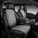 F150 Seat Covers, Custom Fit Ford 2021-2025 F150 XL XLT STX Super Crew Cab, 2023-2025 F250 F350 F450 XL XLT Crew Cab(NOT for 40/20/40 Bench Front Seat), Full Set, Leather, Black & Grey