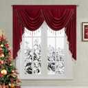 StangH Christmas Red Velvet Valance Curtains for Windows, Elegant Thick Heavy Swag Valances with Beads Home Decor for Theater Office Bedroom Room Dividers, W59 inches, 1 Panel