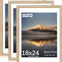18X24 Poster Frame, Display Pictures 16X20 with Mat or 18X24 without, Wall Hanging Frames, Natural Oak, 3 Pack