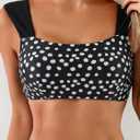 Eomenie Women's Square Neck Bikini Sets Wide Straps Two Piece Swimsuit Retro Mid Waisted Bathing Suit