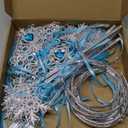 HyDren Snowflake Wand Silver Tiaras and Crowns Silver Plating Plastic Tiaras Blue Snowflake Winter Princess Wand Cosplay(24 Pieces)