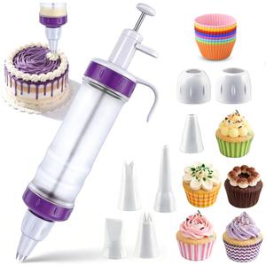 JAYVAR Dessert Decorating Syringe Set, Icing Dispenser Tool, Dessert Decorator Pro with 7 Icing Nozzles for Pushes Icing to Decorate Baked, Cake Decorating Gun for Frosting Cream to Make Cupcakes
